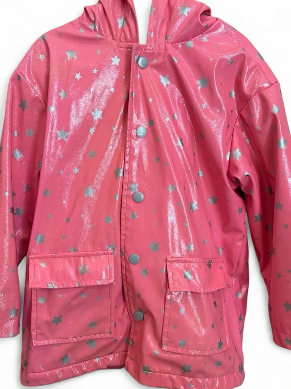 Hatley Metallic Pink Stars Raincoat Girls 5